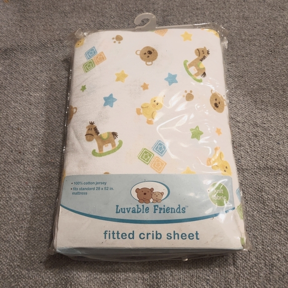 100% Cotton fitted knit crib sheet ducks bears blocks rocking horse stars - Picture 1 of 2